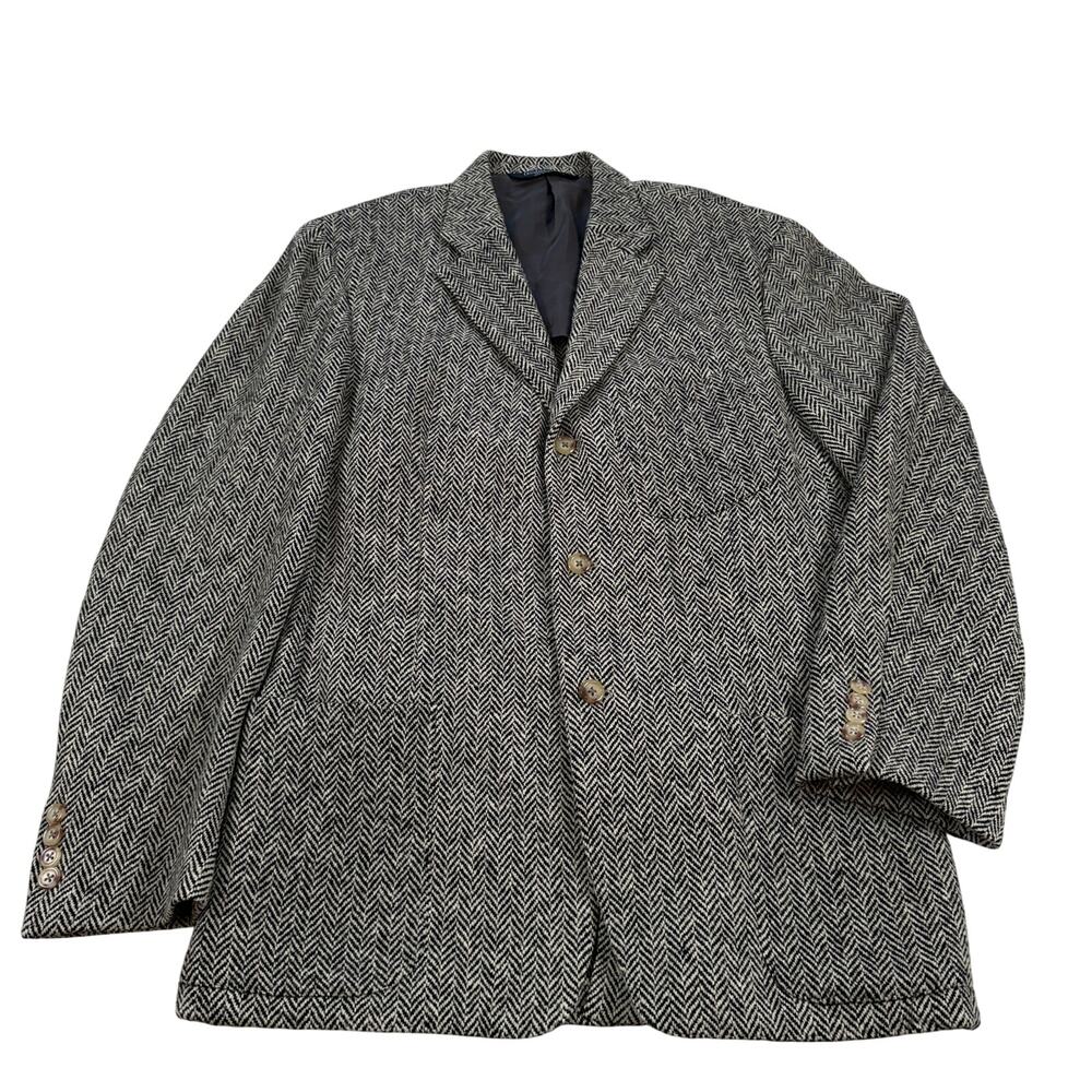 Polo Ralph Lauren Herringbone Wool Blazer Italy Blue Label 42 Brown